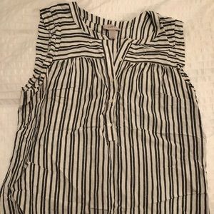 Grey & White Striped Tee Blouse